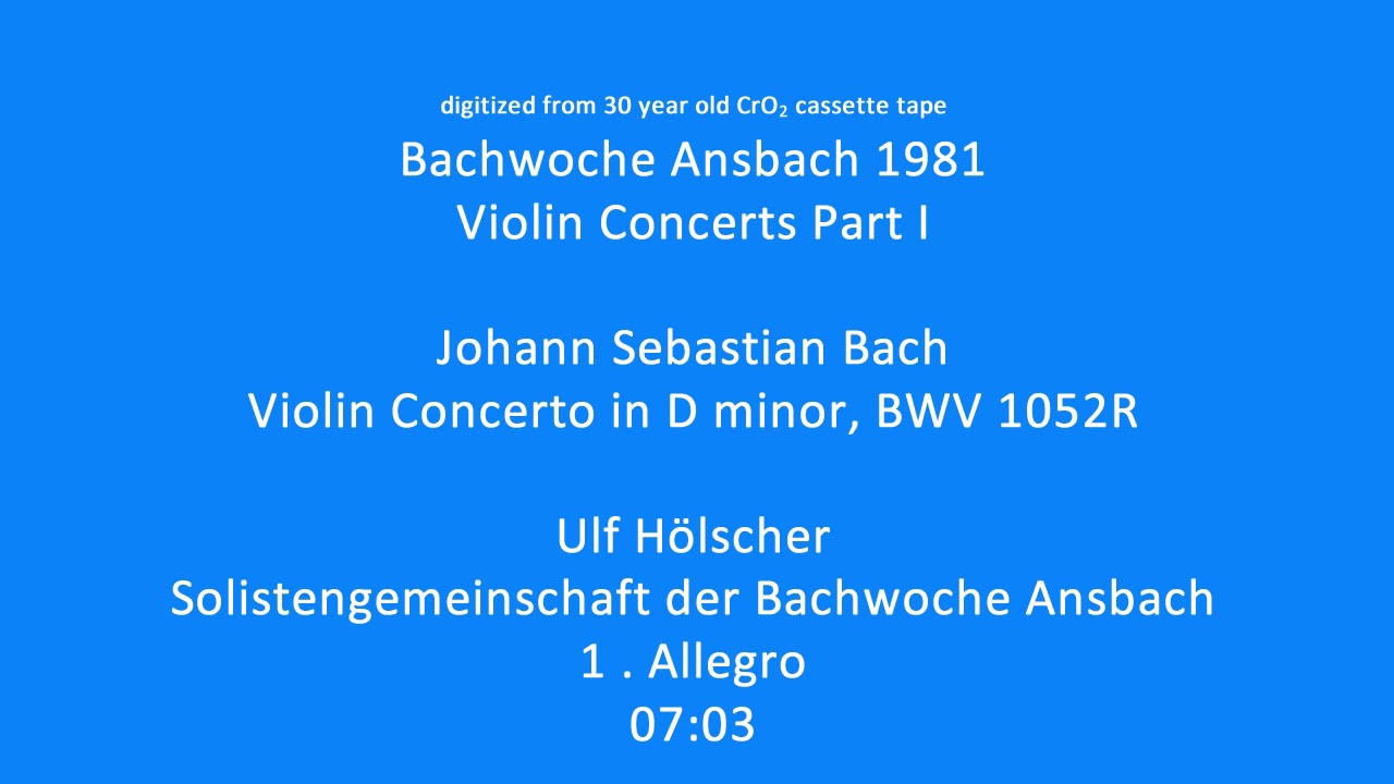 10 BWV 1052 Allegro   Ulf Hölscher @Bachwoche Ansbach 1981
