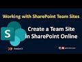 Create Team Site in SharePoint Online | SharePoint Online Training