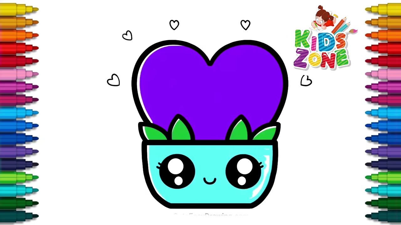 How to Draw Cute Heart Plant - Cute Heart Plant Drawing for Kids - Easy Drawings