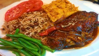 Jamaican Authentic Brown Stew Chicken With Rice & Peas Recipe