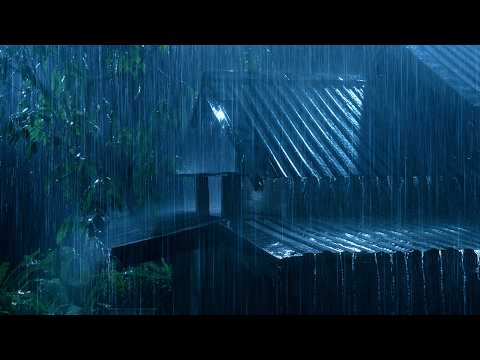 (No Ads) Fall Asleep Fast in Minutes with Torrential Rain on Metal Roof & Powerful Thunder at Night