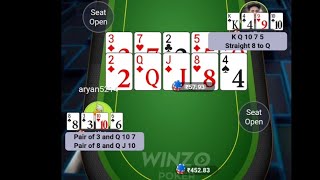 super winzo win hack 🫠🥰😘#poker #onlineearning #onlinepoker #winzo #mpl #bigcash #pokerwithram #card screenshot 4