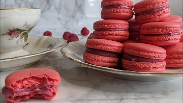 Raspberry Macarons with Raspberry and White Chocolate Ganache