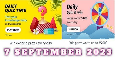 Amazon All Quiz Answers Today | 7 September 2023 | @dailyquiztime #amazonfunzon