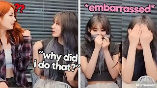 Sakura got embarrassed after doing this (ft. Yunjin *flirting* with Kkura)