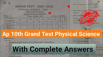 💯Ap 10th class Physical science grand test question paper with answers 2025|10th grand test physics