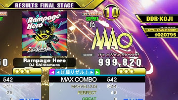 [DDR A3] Rampage Hero [Single-EXPERT] 999,820 PFC by DDR-KOJI
