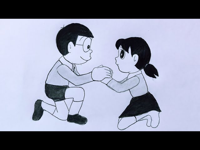 How to draw nobita shizuka pencildrawing || Doremon character - YouTube