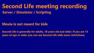 Second Life: Server / Simulator / Scripting meeting (23 June 2026) (text only)