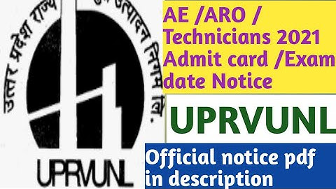 Uprvunl AE exam date 2021 AE / ARO / Technicians! uprvunl admit card