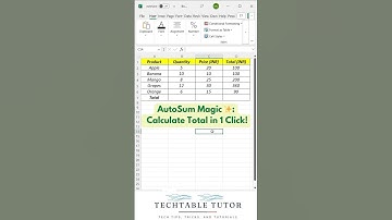 AutoSum Trick in Excel ✨: Calculate Total in 1 Click! #excelshorts  #excel #shorts   ✨