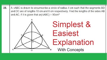 A ΔABC is drawn to circumscribe a circle of radius 4 cm such that the segments BD and DC are of