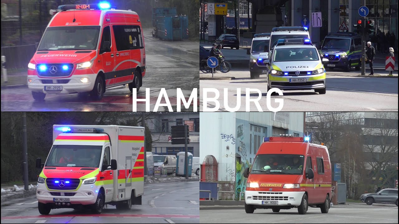 Einsatzfahrten in Hamburg | Feuerwehr, Polizei, Rettungsdienst & THW | über 20 minuten Blaulicht