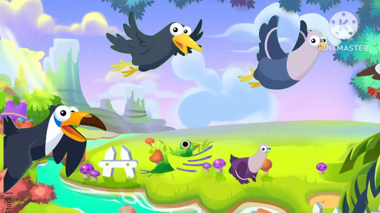 Birds stampede with Spider-Man / animal running green screen video editing cartoon /