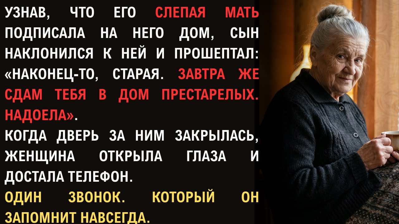 Узнав, что мать отписала дом, сын прошептал: «Сдам в приют». Она открыла глаза и набрала номер