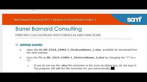 Excel Module 3 SAM End of Module Project 1 | NP_EX19_EOM3-1 | Barrel Barnard Consulting