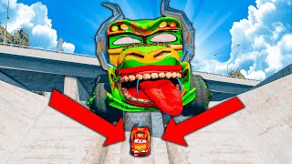 Epic Escape From Great Fritter Eater | McQueen VS  Monster Mater and Zombi Fred | Beamng.Drive