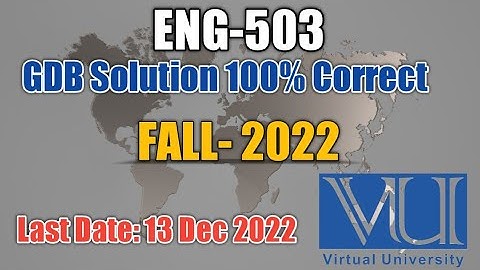 GDB ENG 503 FALL 2022|Gdb  Solution Eng503 Fall 2022| Virtual University| @RizwanBinRafiq