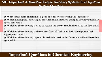 MCQ Questions Automotive Engine Auxiliary Systems Fuel Injection System with Answers