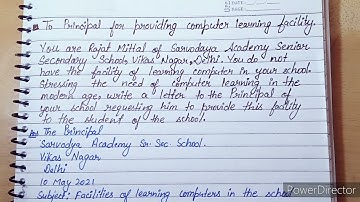 write A letter to your principal for providing computer learning facility|letter writing|