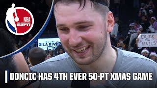 Luka Doncic reacts to 50-PT night, passing 10k career points in Christmas day blowout | NBA on ESPN