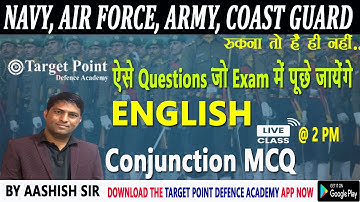 Conjunction MCQ | ENGLISH BY ASHISH SHARMA SIR || Target Point Defence Academy Jaipur