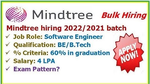 Mindtree is hiring 2022/2021 batch, Role: Software Engineer, Salary 4 LPA, Selection process?