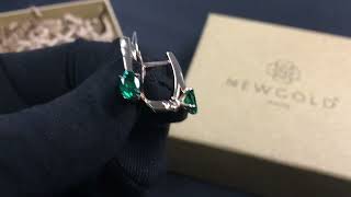 !Серьги 098946 из красного золота 585 пробы с изумрудами ГТ
