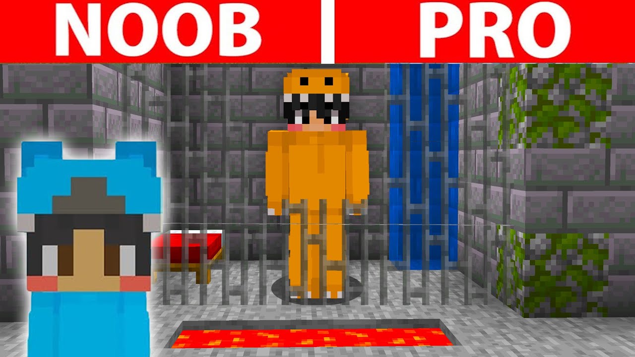 NOOB vs PRO vs HACKER: SAFEST PRISON BREAK BUILD CHALLENGE (Minecraft)