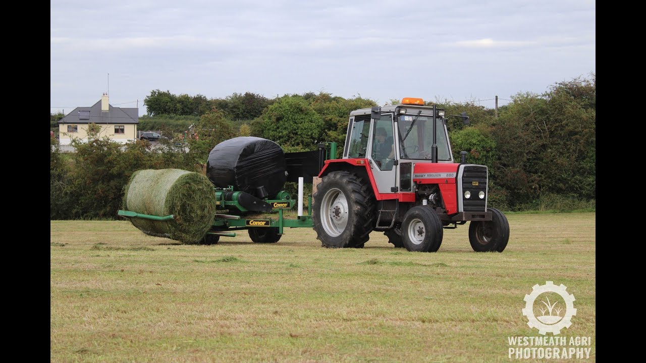 Silage 2018 - Wrapping With A Massey Ferguson 690 And Conor Wrapper (HD)