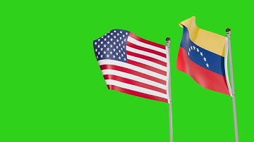 United States and Venezuela Flags Waving Animation Together on  Green Screen