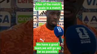 Pepe response to man of the match trophy as collective victory.