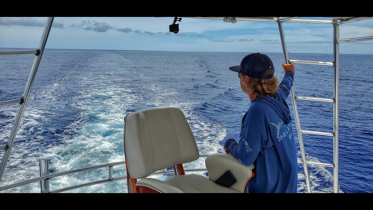Blue Marlin Fishing Boat Driving with Kevin Hibbard In The Spread