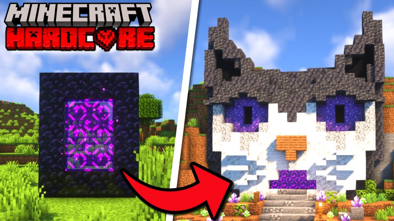 I transformed the NETHER PORTAL in Hardcore Minecraft - Episode 4 - YouTube