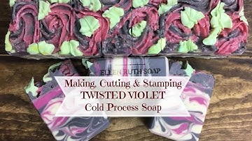 Making Cutting & Stamping TWISTED VIOLET Cold Process Soap w/ Piping Frosting | Ellen Ruth Soap