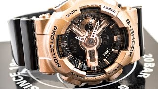 Casio GSHOCK GOLD X BLACK Series GA110GD-9B2 REVIEW | How To Set Time | LIGHT DISPLAY