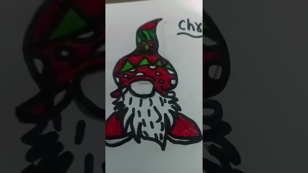 how to draw christmas Gnome