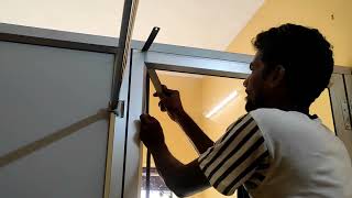 how to make aluminium partition fixed door [clinic]
