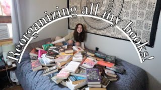MASSIVE Decluttering and Reorganizing my bookshelf // Going through all my books!
