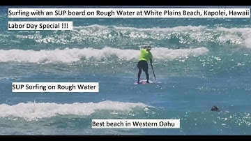 Surfing with an SUP board in ROUGH Water, 9-4-2023