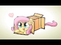 Ponies sliding into a box v10