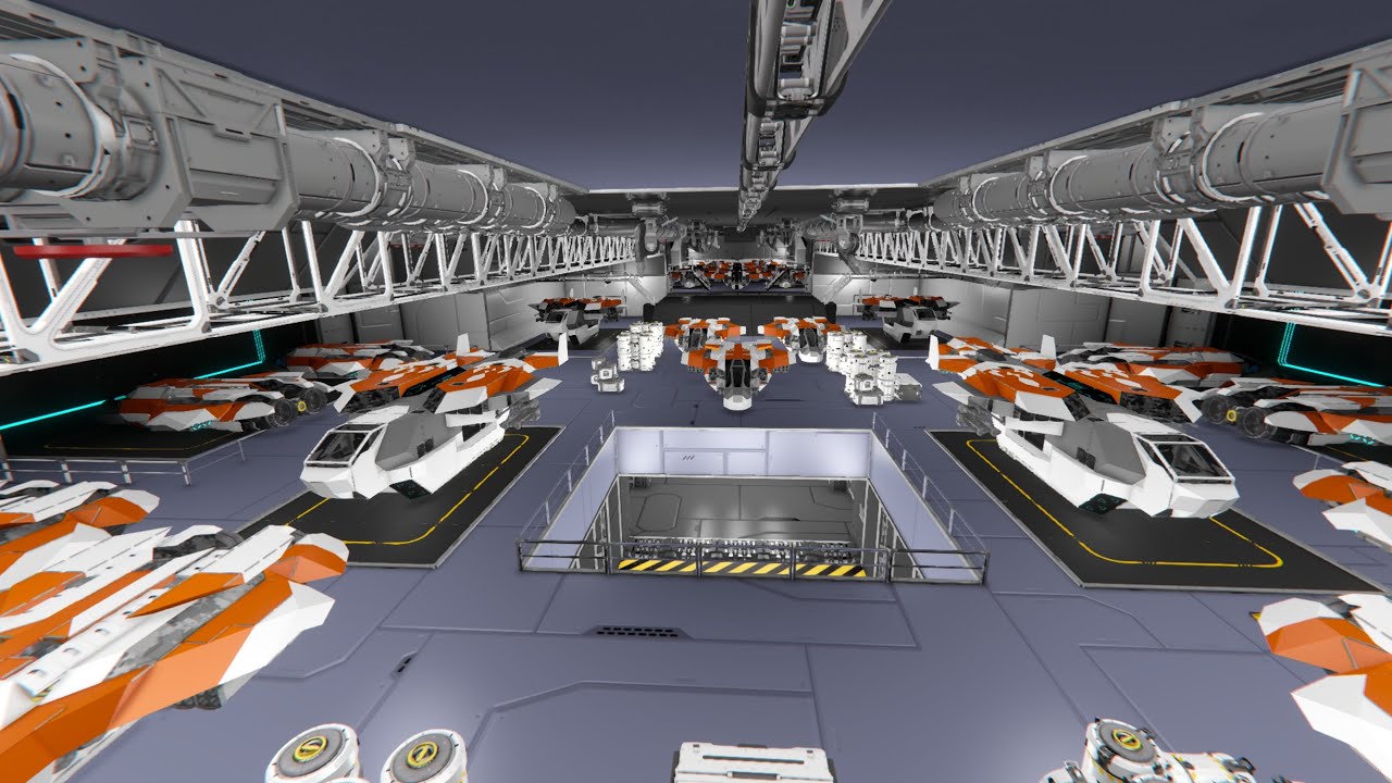 Space Engineers Assault Carrier Hangar Capacity - YouTube