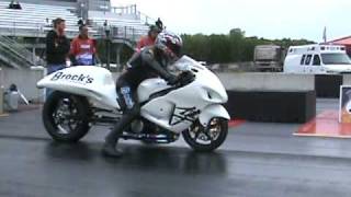 7 second all motor Brocks Hayabusa grudge bike drag racing AMA 2010
