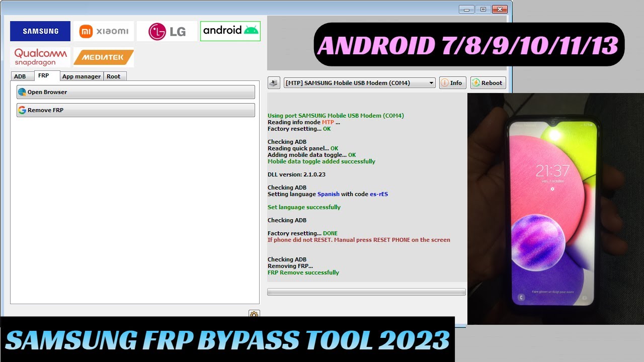 SamFw Tool V4.7.1 One Click FRP Reset Android 8,9,10,11,13