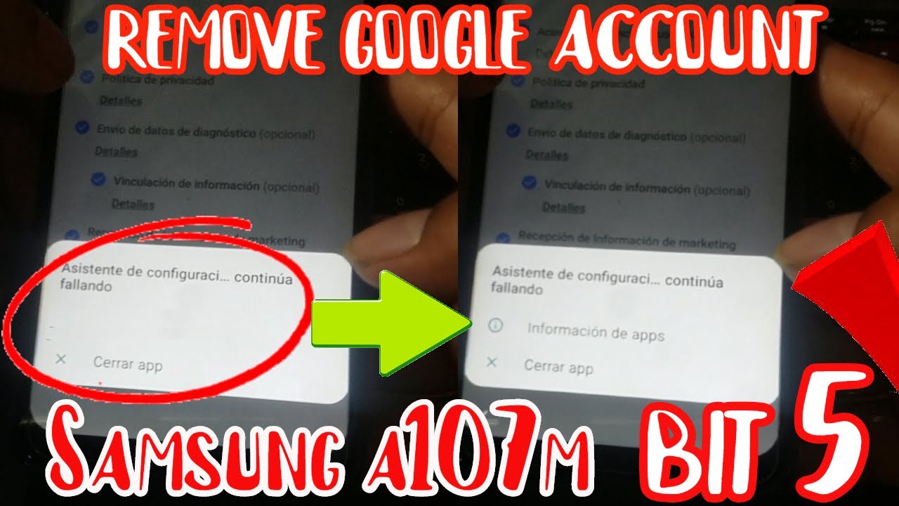 Como QUITAR o eliminar cuenta de GOOGLE SAMSUNG A10S A107M (FRP Bypass ...