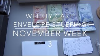 WEEKLY CASH ENVELOPE STUFFING WITH CANADIAN CURRENCY | NOVEMBER WEEK 3 | JamzPlanz