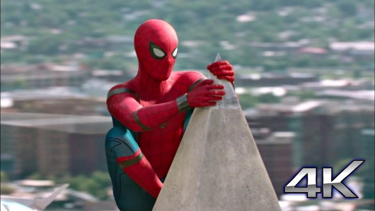 Возвращение домой видео. Человек паук Возвращение домой башня. Человек паук спасает лифт Возвращение домой. Монумент Вашингтона человек паук.