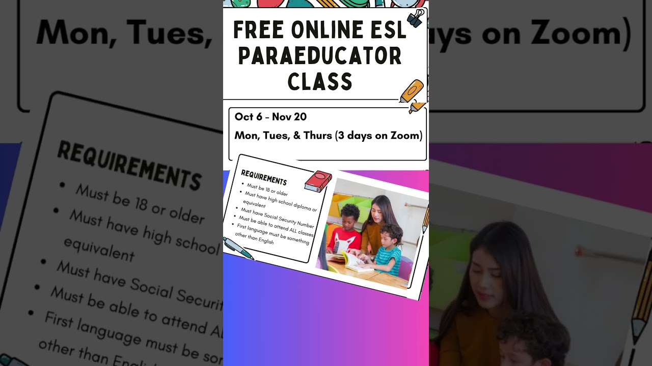 Become FREE online ESL paraeducator class
