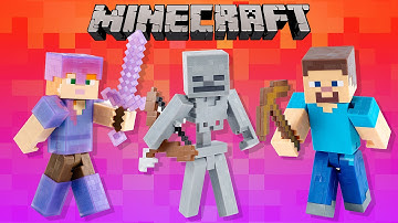 Minecraft Arrow Firing Skeleton, Mining Steve, & Armor Up Alex Survival Mode Toys!