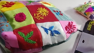 You can create a masterpiece by using scrap fabric combining hand stitches/Scrap Fabric Quilted Diy